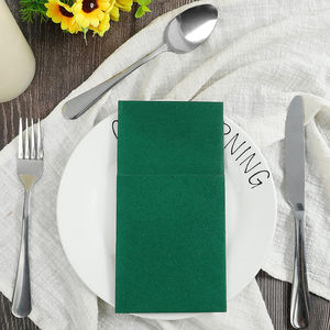 Serviettes en papier vertes effet lin avec poche, 50 pièces, serviettes pliées pour la décoration <span class=keywords><strong>de</strong></span> fête, la salle <span class=keywords><strong>de</strong></span> bain ou le restaurant - Product Image 6