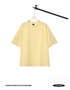 Camiseta de Manga Corta para Hombre, Estilo Americano, 250g, 100% Algodón, Hombros Caídos, Cuello Redondo, Color Sólido, Personalizable por Fabricantes de Ropa - Product Image 2