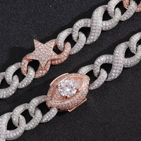 Cadena Cubana Unisex de Plata con Baño Bicolor, Joyería Cristiana Hip Hop Punk, Micro Pavé CZ, Ojo Infinito, Regalo para Fiesta