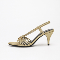 Sandales personnalisées vintage dorées en satin à bout ouvert et talon fin pour femme, avec brides ajourées, chaussures d'été de plage, doublure en PU