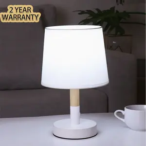 Nordic Minimalistische Crème Tafellamp Houten Basis Verstelbare Nachtkastje Wake-Up Lamp Lamp