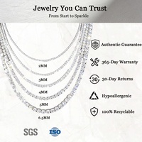 Prix de gros Bijoux en diamant 2mm-6.5mm Collier en argent sterling 925 Chaîne tennis en moissanite
