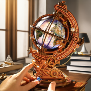 Mechanical Rotating Globe 3D Metal <b>Puzzle</b> Light-up Earth Model DIY Assembly Kit Gear Drive Anniversary Wholesale - Product Image 2