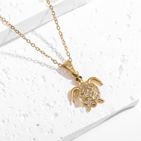Parure de bijoux thème océan en acier inoxydable avec zircon incrusté, pendentifs animaux marins (étoile de mer, hippocampe)