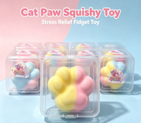 Jouet Squishy Patte de Chat Mignonne en Forme de Donut Croustillant, Jouet Sensoriel Anti-Stress à Rebond Lent pour Enfants