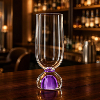 Verre à jus ovale givré violet fait main en cristal Liuli, décoration d'intérieur pour Halloween, Noël, fêtes, bars et cafés