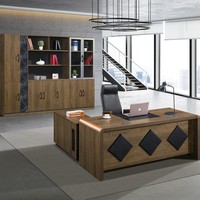 Scrivania da Ufficio Ergonomica di Lusso a Forma di L, Grande, in Legno, Personalizzata per CEO, Manager e Dirigenti