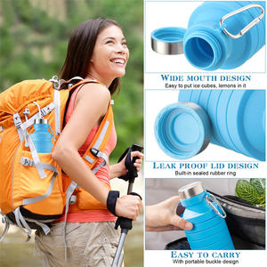 Botella de Agua Plegable de Silicona Ecológica con Logotipo Personalizado, Botella de Agua Deportiva Reutilizable y Plegable para Viajes - Product Image 5