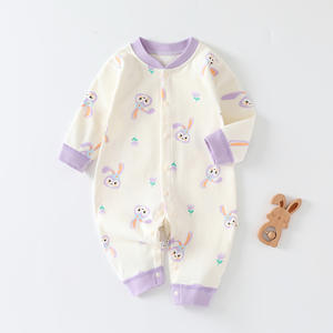 Set di pigiami Unisex multifunzionali con cerniera in cotone biologico pagliaccetti personalizzati ODM abbigliamento nuova tutina bottone corto per bambini all'ingrosso - Product Image 6