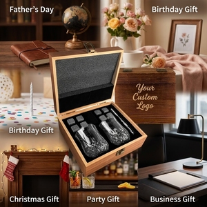 Set Regalo di Bicchieri per Whisky e Pietre Refrigeranti Shunstone con Scatola in Legno, Regalo per il Papà - Product Image 5