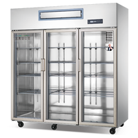 Réfrigérateur vertical commercial à 3 portes vitrées en acier inoxydable, vitrine réfrigérée pour restaurants et commerces de détail