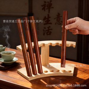 Wooden Incense Tube Stand Multi Functional Holder For Agarwood Stick And Essential Oil <b>Storage</b> Desktop Use - Product Image 2