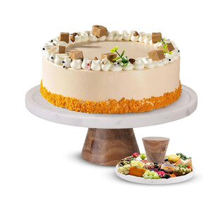 <span class=keywords><strong>2</strong></span> dalam 1 gunakan tiang kue kayu akasia dan pajangan kue bulat 11 inci untuk pernikahan, pesta, penghangat rumah - Product Image 1