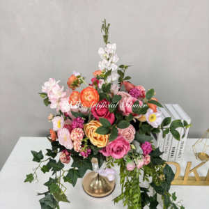 Style moderne personnalisé Rose Boule de fleurs artificielles Boule de fleurs d'orange Boules de fleurs de mariage pour centres de table - Product Image 1