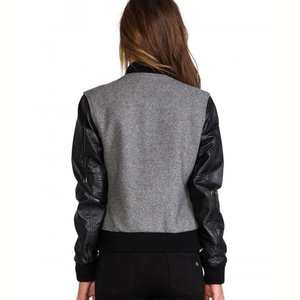 Wholesale Women's Letterman Varsity <b>Jacket</b> Custom Embroidered Logo Stand Knitted Wool Cotton Baseball Varsity <b>Jacket</b> - Product Image 2