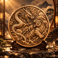 Pièces de monnaie en cuivre fin 999 de 1 oz, série Dragon Tigre, double face, couleur UV, effet proof-like, objets d'art en métal pour les passionnés de collection