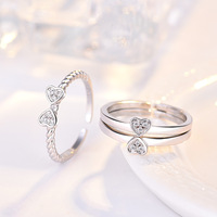 Bagues Ouvertes en Cristal de Cz, Trèfle Chanceux à Quatre Feuilles, pour Femme, Mariage, Fiançailles, Cadeau, 3 en 1