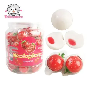 4D Strawberry Soft Gummy Candy Filled Fruit Jam In Bottle For Kids
