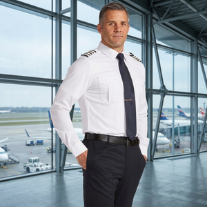 2024 nouveauté chemise pilote à manches longues blanche de haute qualité pour hommes uniformes de compagnie aérienne fabriqués au Bangladesh - Product Image 2