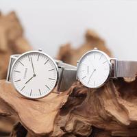 Montres de couple en acier inoxydable avec verre saphir, étanches 3 ATM, mouvement à quartz japonais VJ21