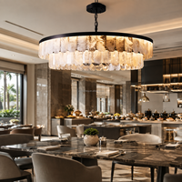 Lustre suspendu en cristal à double niveau de luxe, texture naturelle, pour hall d'hôtel, villa, salle à manger, éclairage de projet