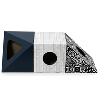 Maisonnette pour chat multi-niveaux DIY en carton, modulaire géométrique, avec griffoirs et lit de repos