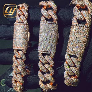 Pulsera de Moissanita que Pasa el Test de Diamantes, 12-15MM, Joyería Hip Hop, Plata de Ley 925, Certificado GRA, Pulsera de Eslabones Cubanos - Product Image 4