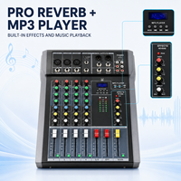 Mélangeur audio 4 canaux ET-40SUSB, 3 entrées mono, 1 entrée stéréo, Bluetooth, USB, MP3, égaliseur 3 bandes, alimentation fantôme 48V pour l'enregistrement et le streaming en direct