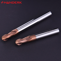 HANDERK OEM 2/4 fraise en bout à nez sphérique HRC55 mèches de fraisage avec revêtement TiSIN pour outil de coupe CNC