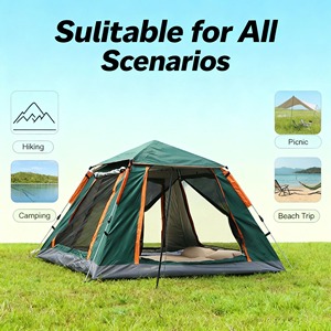 <span class=keywords><strong>Tente</strong></span> de camping automatique pliable, imperméable, respirante et coupe-vent, en tissu Oxford, pour 3-4 personnes, une seule couche, utilisable en toutes saisons - Product Image 4