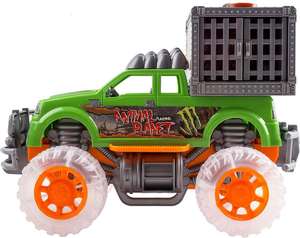 Voiture de <span class=keywords><strong>dinosaure</strong></span> de jungle tout-terrain - <span class=keywords><strong>Camion</strong></span> <span class=keywords><strong>cage</strong></span> à dinosaures à propulsion par friction avec roues lumineuses et sons - Jouet à action de recul puissant - Product Image 5