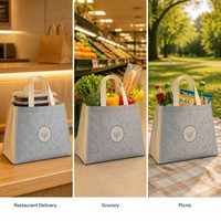 Sac isotherme personnalisé avec logo imprimé, en non-tissé, avec poignées, réutilisable, léger, imperméable et écologique