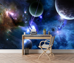 Space Galaxy Tapeten Sci-Fi Planetary Silk PVC Wandbild für Innendekoration Selbst klebende Tapete - Product Image 5