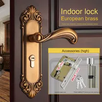 Serrure de quincaillerie pour portes intérieures d'hôtel européen moderne 6161 jaune laiton antique alliage d'aluminium poignée de porte de fenêtre de chambre à coucher