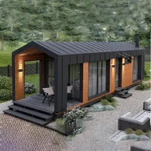 فيلا جاهزة الصنع من الفولاذ الخفيف مكونة من 3 غرف نوم منازل بتصميم عصري 20 قدمًا منزل صغير جاهز الصنع يمكن شحنه
