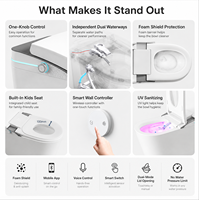 Toilette intelligente commerciale sur pied avec réservoir d'eau intégré et fonction bidet pour projets
