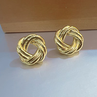 Pendientes de Oro Real de 18K AU750 de Lujo, Trenzados y con Bola, para Mujer, Oro Sólido, Joyería Fina, Venta al Por Mayor, Regalo