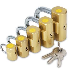 Candado de Seguridad Estilo Martillo, de Hierro y Latón, Antirrobo, Portátil, Impermeable, Personalizable, con 2 Llaves, Dorado, Doble Palanca - Product Image 5