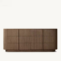 Commode pliable à 6 tiroirs en bois de bouleau, design moderne avec texture à grain vertical, grand meuble de rangement pour chambre et salon
