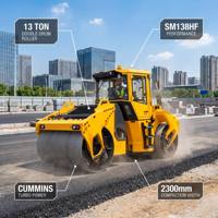 Compacteur vibrant à double tambour de 13 tonnes, largeur de roulement de 2,3 m, vente directe usine