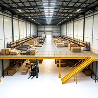 HONGXIN Étagère de mezzanine robuste personnalisable à 2-3 niveaux, sans boulons, à rivets, en acier laminé à froid, finition thermolaquée, anti-corrosion