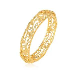 xuping wholesale simple different designs mujer dorado pulsera, 24k saudi gold jewelry bangle