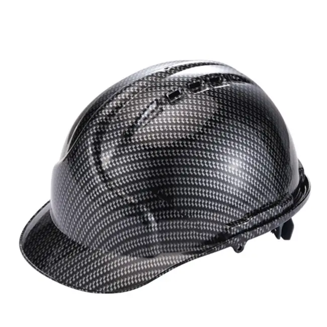 Adjustable Water transfer fashion prints design HDPE ABS vented industrial safety helmet carbon fiber construction work hard hat
