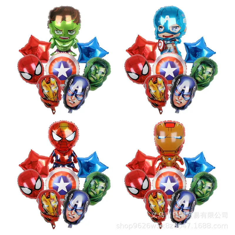 Grosir Set balon Foil Anime karakter kartun kapten Spider -Man Super Hero dekorasi pesta ulang tahun Globos set