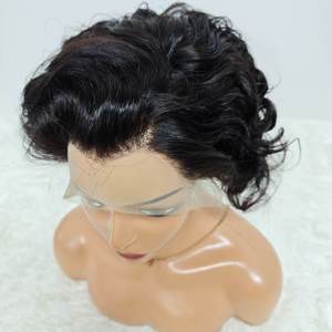 Letsfly Promotion 20$ Egg Roll 13x4 Lace Frontal <b>Wigs</b> Short Pixie Cut <b>Wigs</b> 1BT4# <b>Human</b> Hair <b>Wigs</b> 170gram - Product Image 6