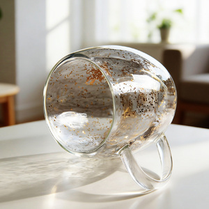 Tazze in Vetro Borosilicato a Doppia Parete Pre-Forate Vuote per <span class=keywords><strong>Caffè</strong></span> con Sabbia Mobile Effetto Globo di Neve, Bicchieri Fai-da-te con Fori, Regali - Product Image 2