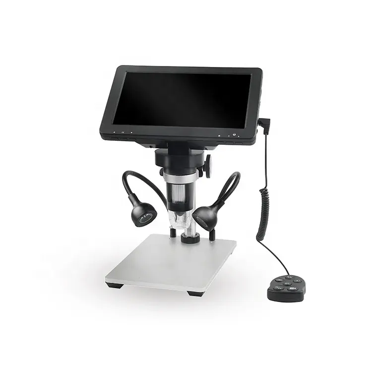 7インチモニターHD1080Pデジタル顕微鏡カメラ (リモコン付き) 1200X倍率外部LEDライト固定ベースビデオ録画