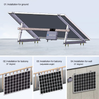 Kit solaire de balcon facile à installer 800W avec micro-onduleur, batterie lithium intégrée, usage domestique, panneau solaire à angle réglable pour toit et balcon