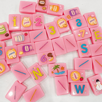 Mahjong américain rose personnalisable à thème dessin animé, 160 tuiles, design sur mesure, assemblage multicolore, divertissement pour les acheteurs en gros