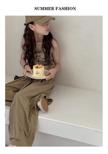 Nouvelle mode 2 pièces ensembles de vêtements pour adolescentes sans manches imprimé gilet chemise + solide pantalon ample tenues pour les filles - Product Image 2